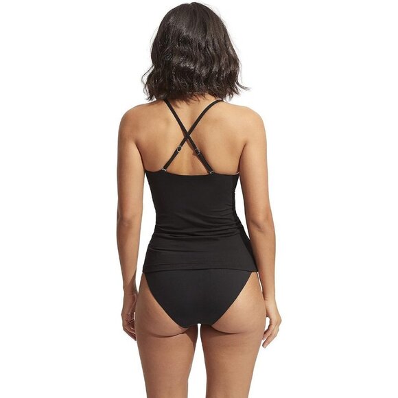 Seafolly Women's Standard Wrap Front Tankini Top Swimsuit, Eco Collective Black, - Picture 3 of 5